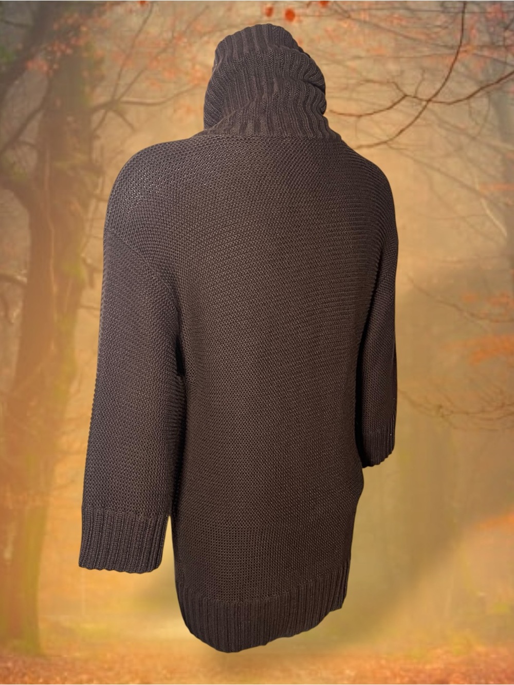 Lauren Ralph Lauren Chocolate Brown Cowl Neck Button Front Cardigan Sweater Sm - Picture 10 of 13